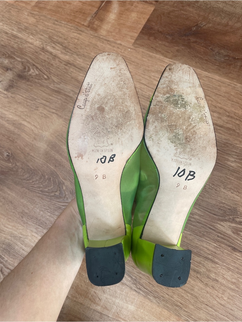 Vintage Coup D'etat Mesh Cap Toe Pumps Heels Size 9 Green - Picture 8 of 9